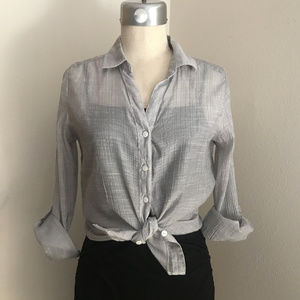 Sheer Chico's Light Gray Blouse